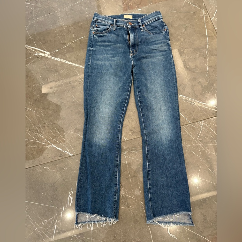 Mother The Insider Crop Step Fray Sweet And Sassy 25 X 25 Blue Jeans - Picture 2 of 4